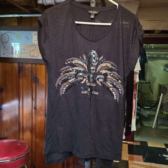 Rock & Republic black brown gold embellished front juniors size small NWOT - Picture 1 of 7
